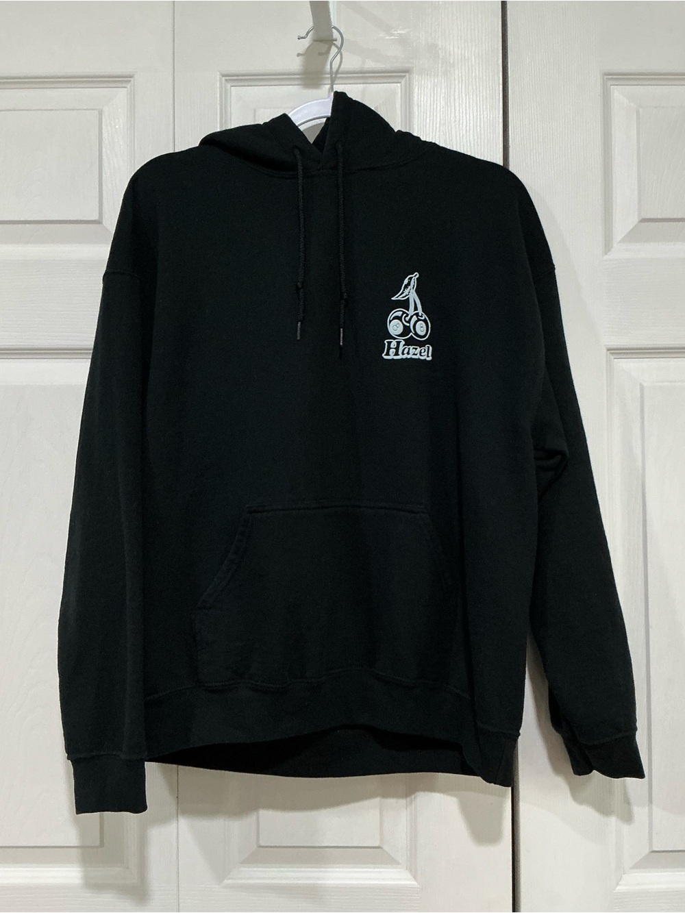 💙 Hazel Gildan Black Hooded Hoodie Sweatshirt Cherries Large (01593)